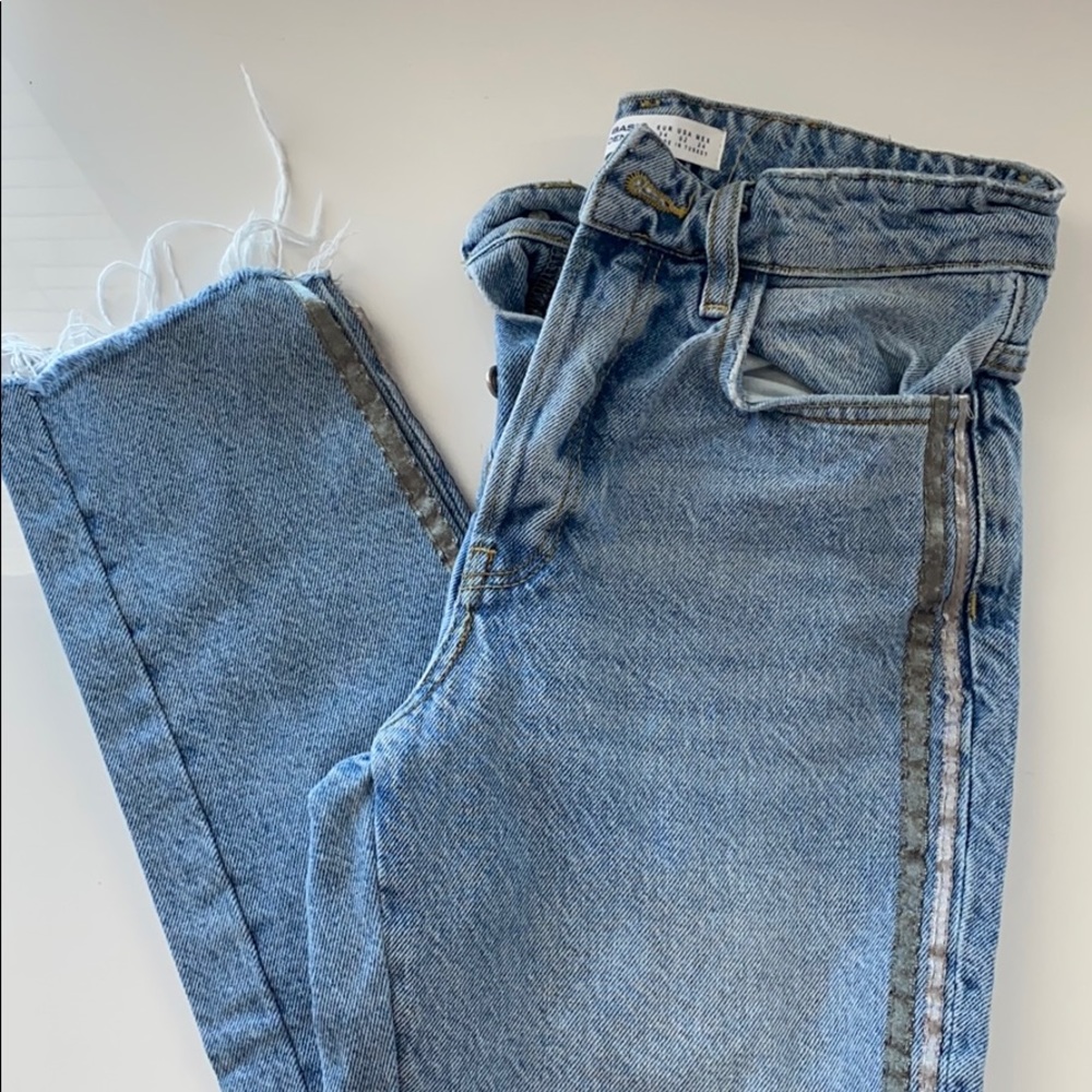 Zara straight leg jeans distressed - 24